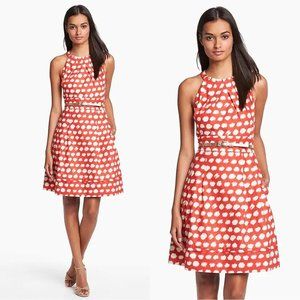 Eliza J  Womens Dress Halter Polka Dot Red Ivory Sleeveless  A-line 10